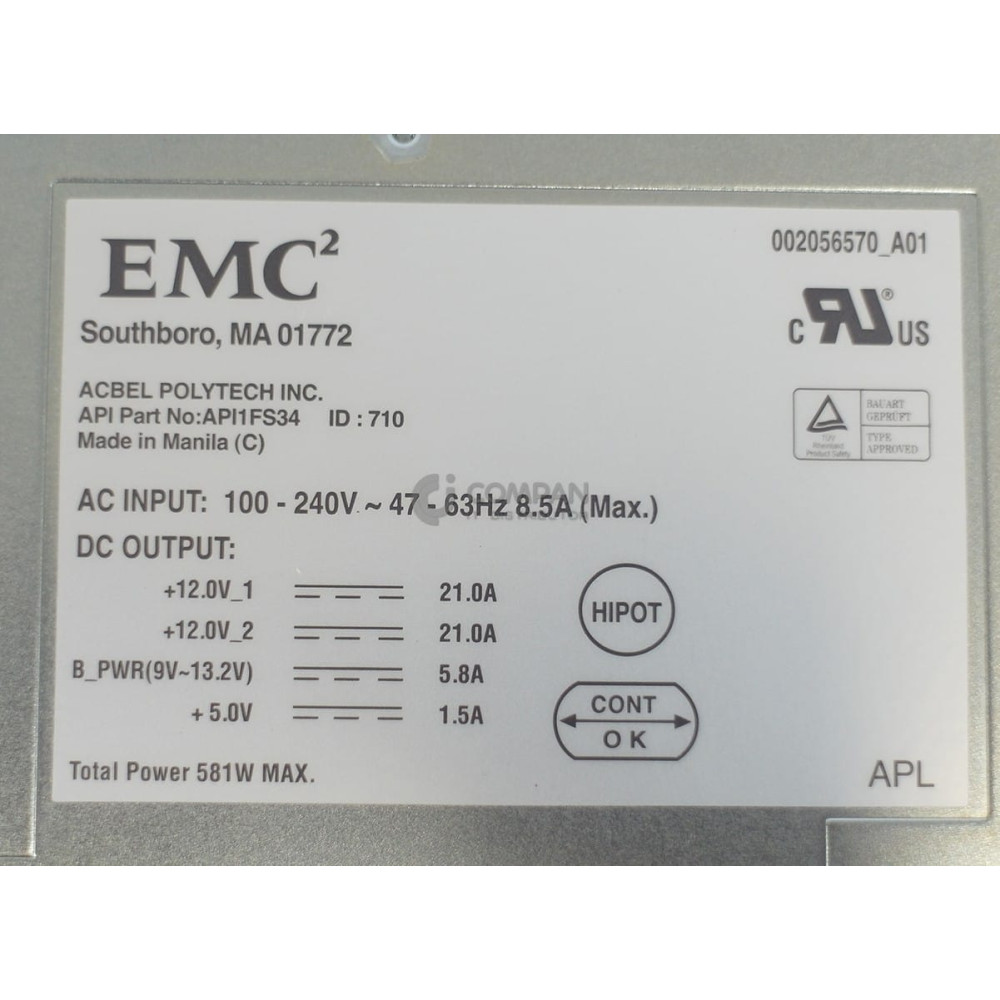 118032392 EMC 581W POWER SUPPLY FOR EMC DAE2